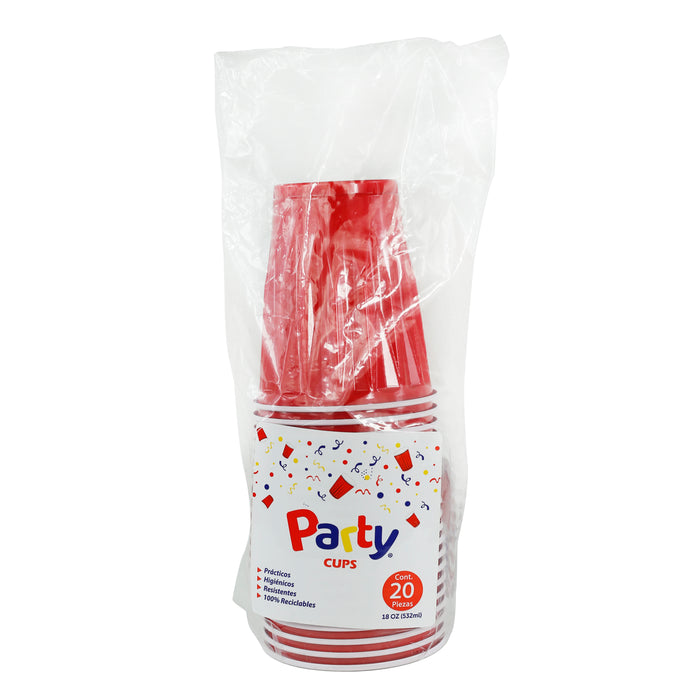 Vaso Rojo Party Cups 18 Oz (532 ml) 20 piezas – 2412000